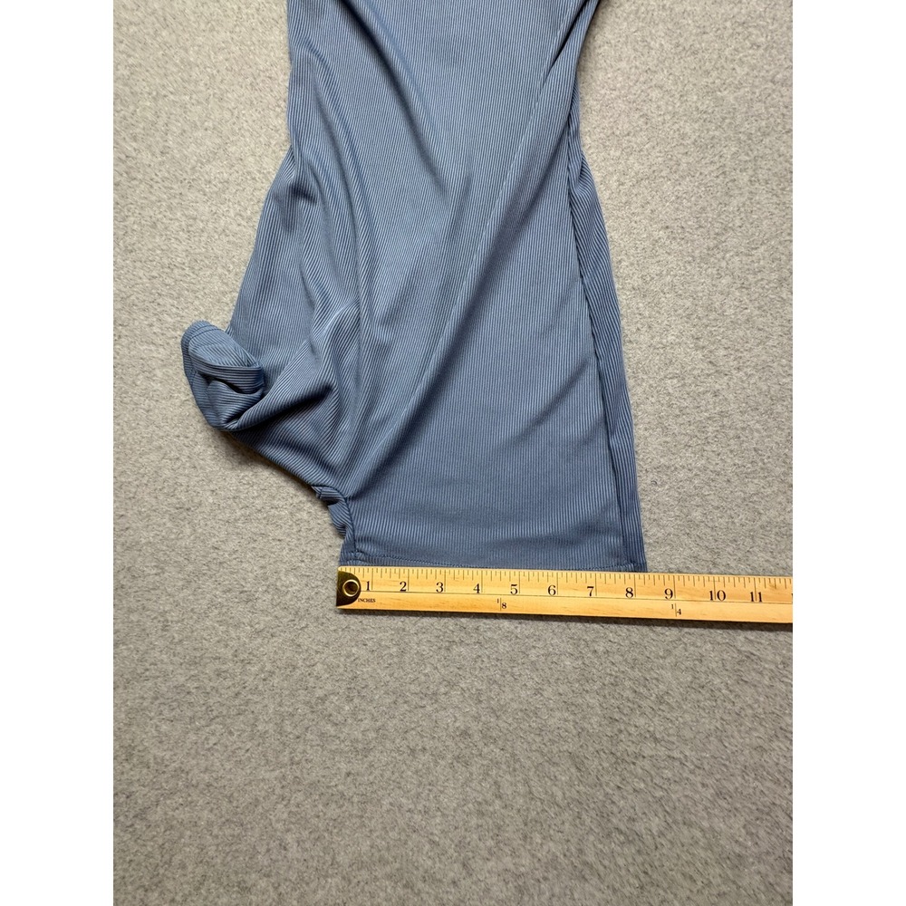 Ribbed Mock Neck Short Sleeve Romper Dusty Blue XS Athleisure Bodycon Jumpsuit - Picture 9 of 14